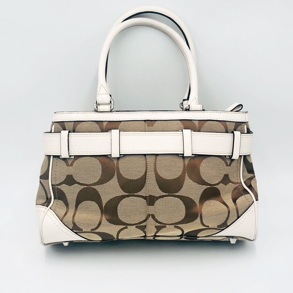 Coach Hamptons Signature Stripe Leopard Carryall Satchel Handbag - Picture 3 of 16